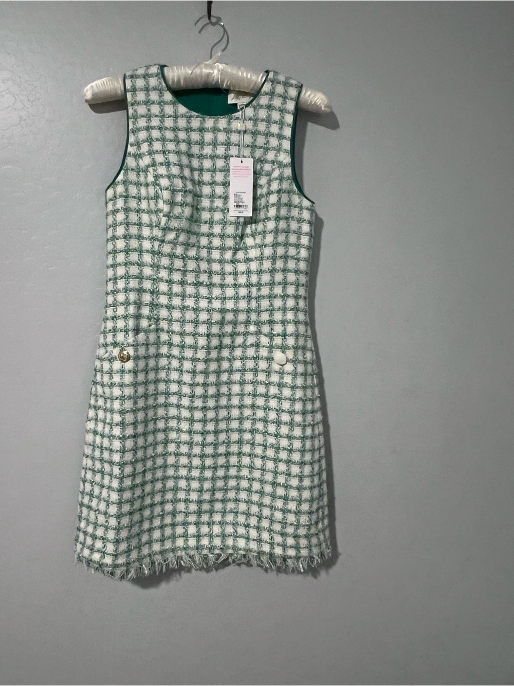 Lilly Pulitzer Green and White Tweed Shift Dress
